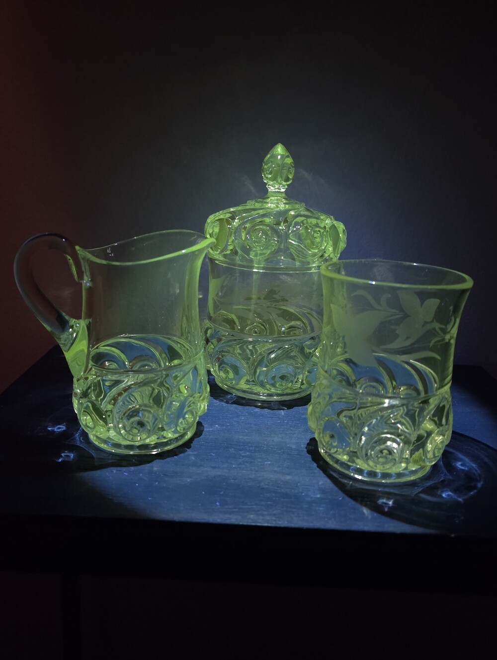 Early American Pattern Glass (EAPG) in the "Snail"  Pattern Sugar And Creamer St